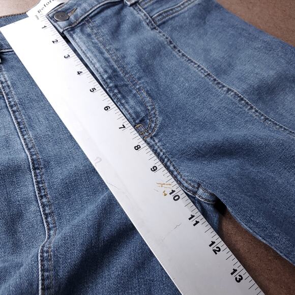 Reformation Suzie Jeans Wmns 27 Blue Med Wash Skinny Mid Rise Preppy Y2k Modern - Picture 5 of 13